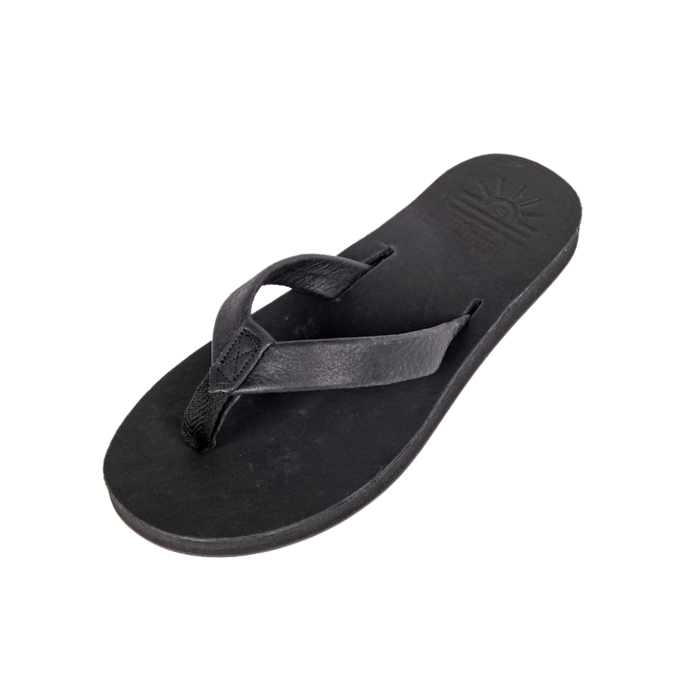 Ladies' Black Mamba premium handmade leather flip flops - flat - iiflopsi - South Africa