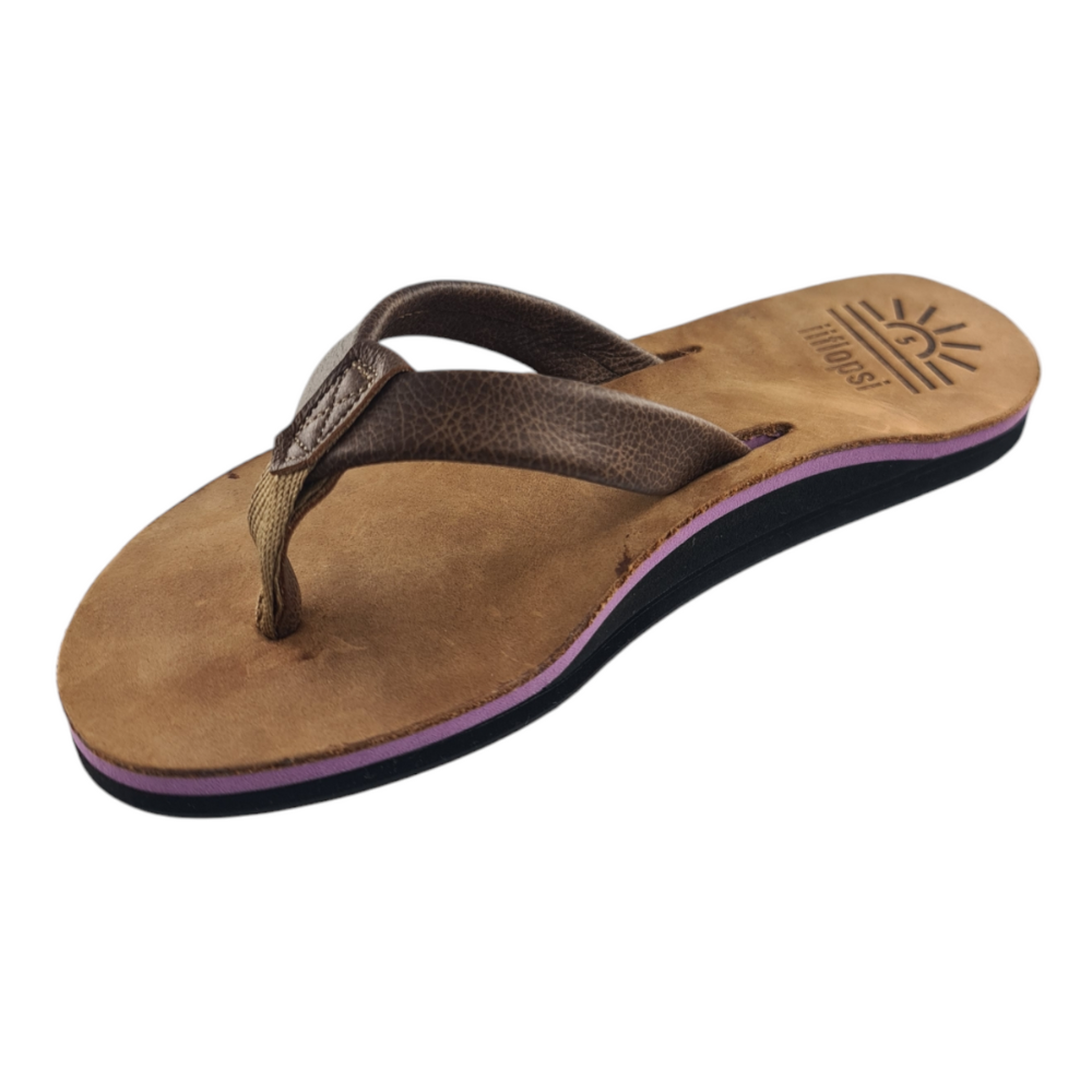 Ladies' Lilac premium handmade leather flip flops - arch support – iiflopsi