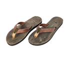 Ladies' Olive premium handmade leather flip flops- flat - iiflopsi - South Africa