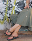 Ladies' Olive premium handmade leather flip flops - arch support - iiflopsi - South Africa