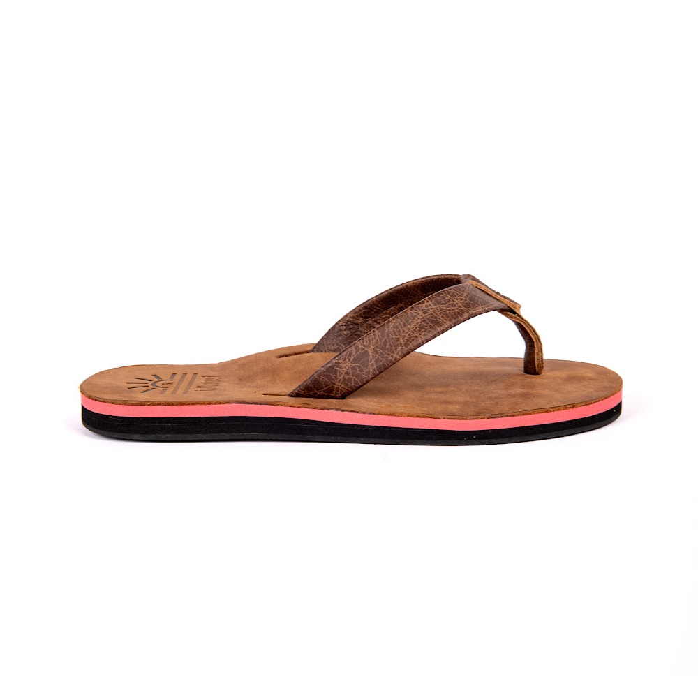 Ladies' Peach premium handmade leather flip flops - iiflopsi - South Africa.