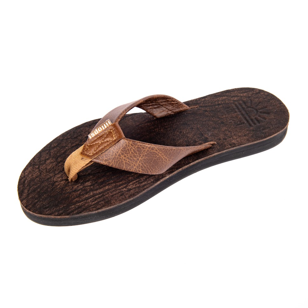 Men's Buffalo Soldier premium handmade leather flip flops - flat - iiflopsi - South Africa