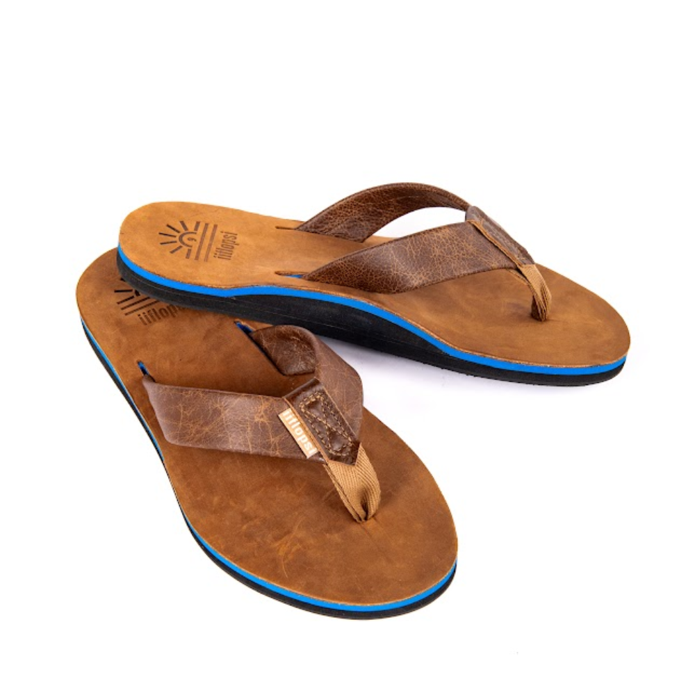 Men's Cobalt handmade leather flip flop- arch support - iiflopsi - South Africa