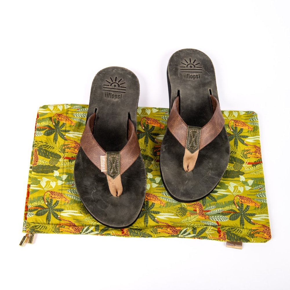 Men's Crocodile premium handmade leather flip flops - flat - iiflopsi - South Africa